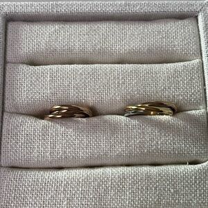 Both rings inspired by the trinity rings- tricolour is 6 while rosegold 4.5